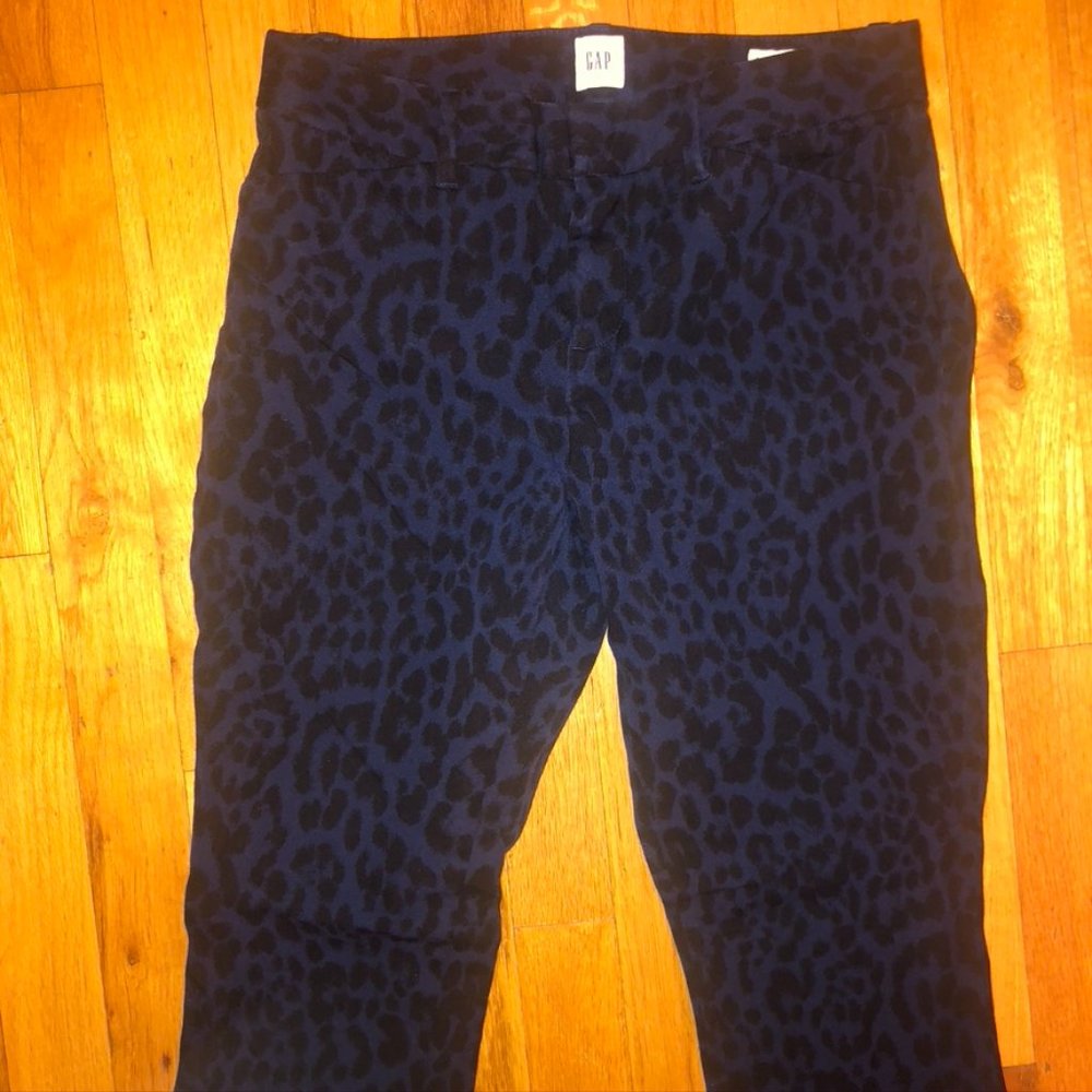 Gap Signature Skinny Ankle Pants Blue Cheetah